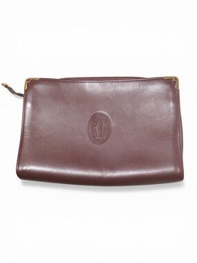 Cartier Must de Cartier Leather Burgundy Clutch Bag